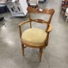 Set of 6 Rustic Carved Wood Dining Chairs with Yellow Cushions