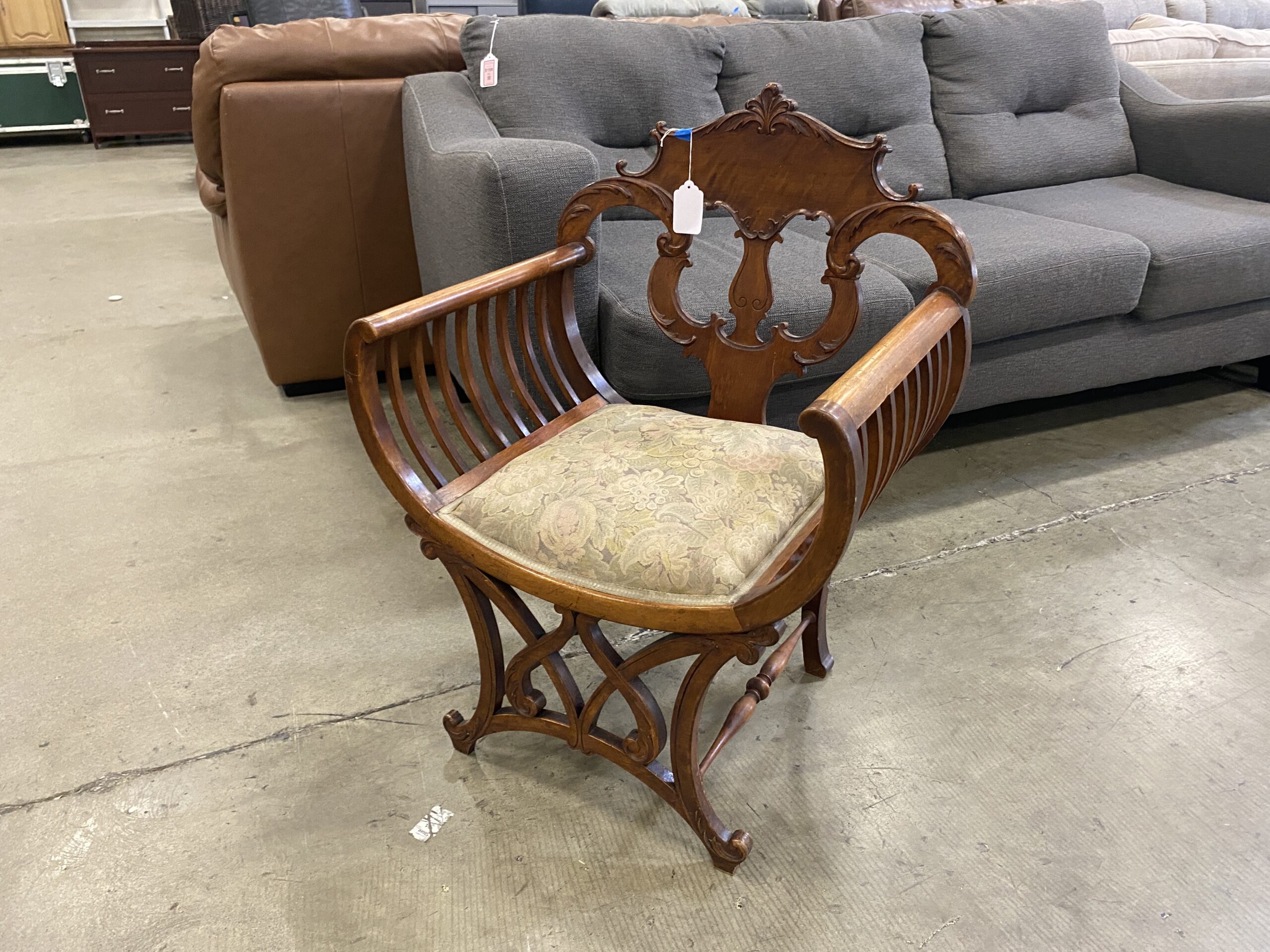 Victorian Mahogany Slatted Curule Chair