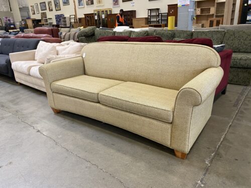MCKINNON Tan Burlap Roll Arm Sofa