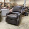 Deep Brown Leather Swiveling Rocker Recliner