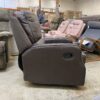 Deep Brown Leather Swiveling Rocker Recliner