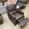 Deep Brown Leather Swiveling Rocker Recliner
