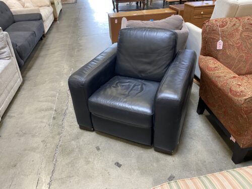 Black Square Leather Recliner Chair