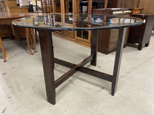 Glass Top Table w/ Wooden X Base