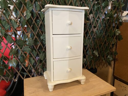 Petite Crisp White 3-Drawer Side Table