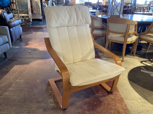IKEA Blonde Poang Armchair w/ Cream Cushion