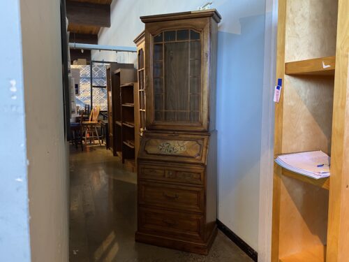 Floral 3-Drawer Secretary Desk Hutch