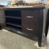 Dark Brown 4-Drawer 3 Shelf Console Table