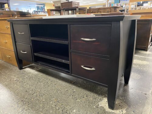 Dark Brown 4-Drawer 3 Shelf Console Table