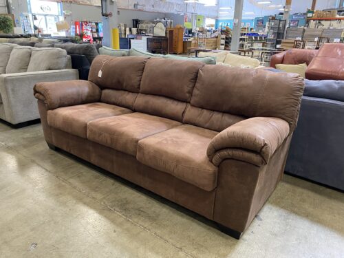 ASHLEY Dappled Brown Leather Sofa with Double Padded Arms