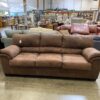 ASHLEY Dappled Brown Leather Sofa with Double Padded Arms