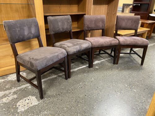 Brown Suede Upholstered 4-Piece Chair Set