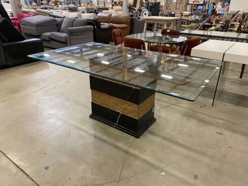 Black and Gold Marble Pedestal Dining Table