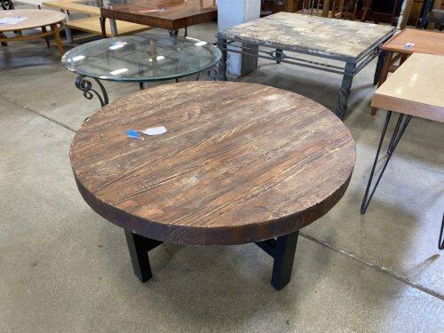 PONOMA Burnt Wood and Industrial Metal Coffee Table