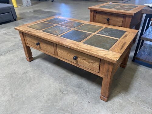 SUNNY DESIGNS Sedona Wood and Slate Coffee Table