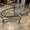Curling Metal Glass Top Coffee Table