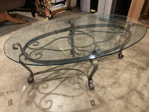 Curling Metal Glass Top Coffee Table
