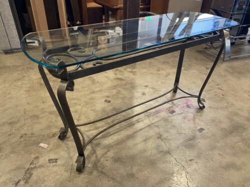 Curling Metal Glass Top Sofa Table