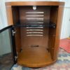Wooden Swivel TV Stand w/ Black Glass Door