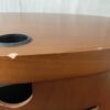 Wooden Swivel TV Stand w/ Black Glass Door