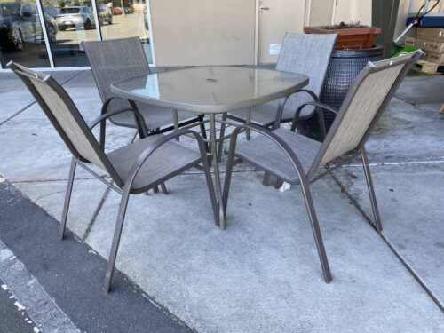 Outdoor Square Metal Table Set w/ 4 Chairs