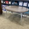 Old Skool Dark Wood Veneer Oval Dining Table