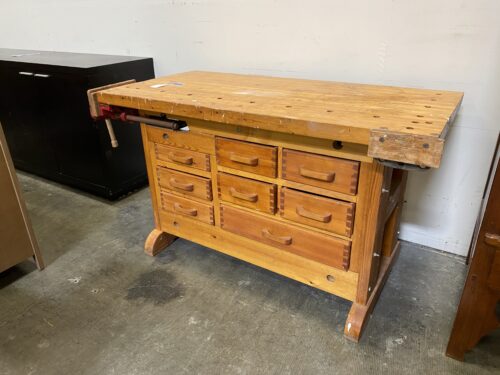 Solid Wood 8 Drawer Shop Table with Dovetail Drawers