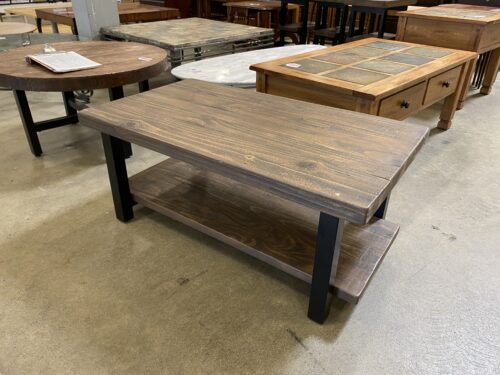 PONOMA Burnt Wood and Industrial Metal Rectangular Coffee Table