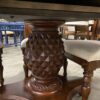 Modern Pineapple Pedestal Dining Table with 4 Rattan Chairs