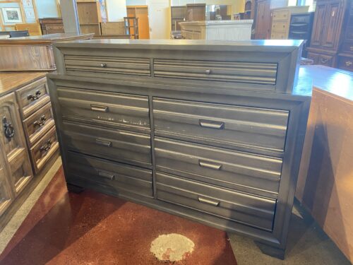 Grey Black Eight Drawer Dresser