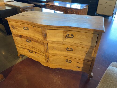 Rustic Bow Front Six Drawer Dresser