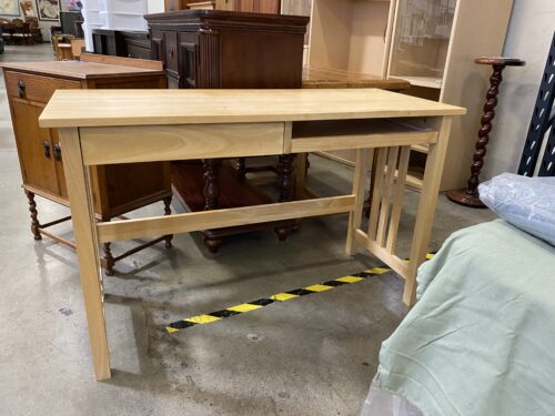 Natural Wood Desk with Drawer and Keyboard Tray