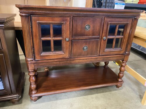 CHRIS MADDEN FOR HOME Dark Wood Buffet with Glass Panel Doors