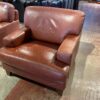 Boxy Leather Accent Chair in a Reddish-Brown