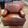 Boxy Leather Accent Chair in a Reddish-Brown
