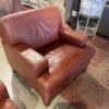Boxy Leather Accent Chair in a Reddish-Brown