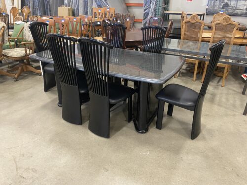 Black Epoxy Dining Set with 6 Chairs