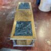 Carved Wooden Coffee Table with Green Stone Top