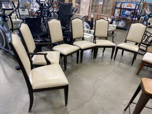 ETHAN ALLEN White Leather Dining Chair Set of 6