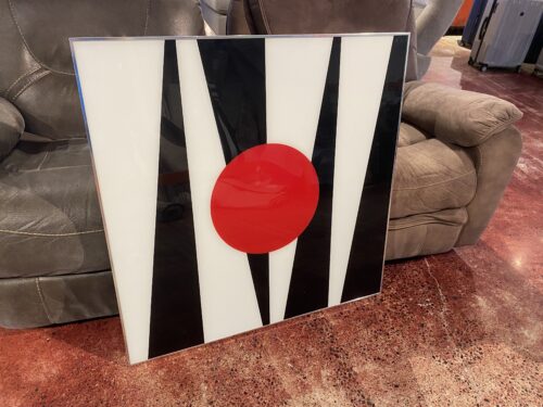 Modern Wall Mirror Abstract Op Art in Silver Frame