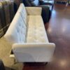 Tufted White Velvet Futon with Gold Legs