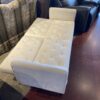 Tufted White Velvet Futon with Gold Legs