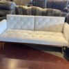 Tufted White Velvet Futon with Gold Legs