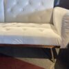 Tufted White Velvet Futon with Gold Legs