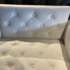 Tufted White Velvet Futon with Gold Legs