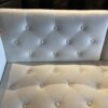 Tufted White Velvet Futon with Gold Legs