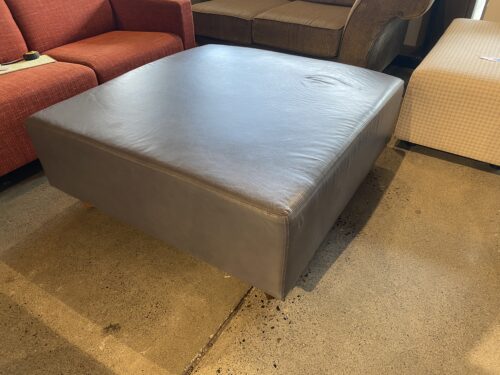 THAYER COGGIN Grey Leather Ottoman
