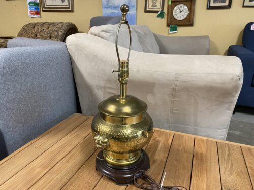 Hammered Brass Tiger Head Table Lamp