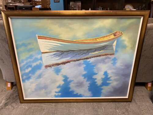 Original Canoe on Lake Oil Painting