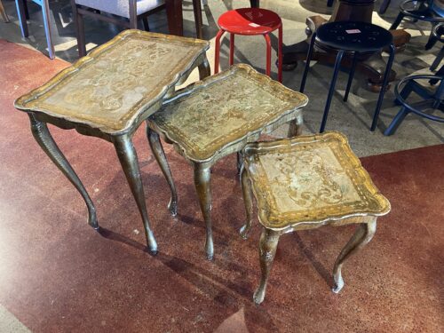 Vintage Inspired Gold Floral Tables (Set of 3)